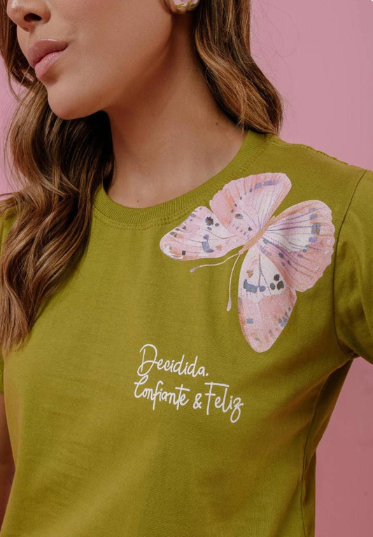 T-SHIRT confiante decidida e feliz