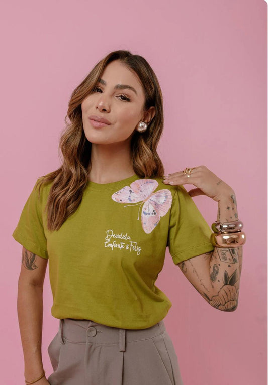 T-SHIRT confiante decidida e feliz